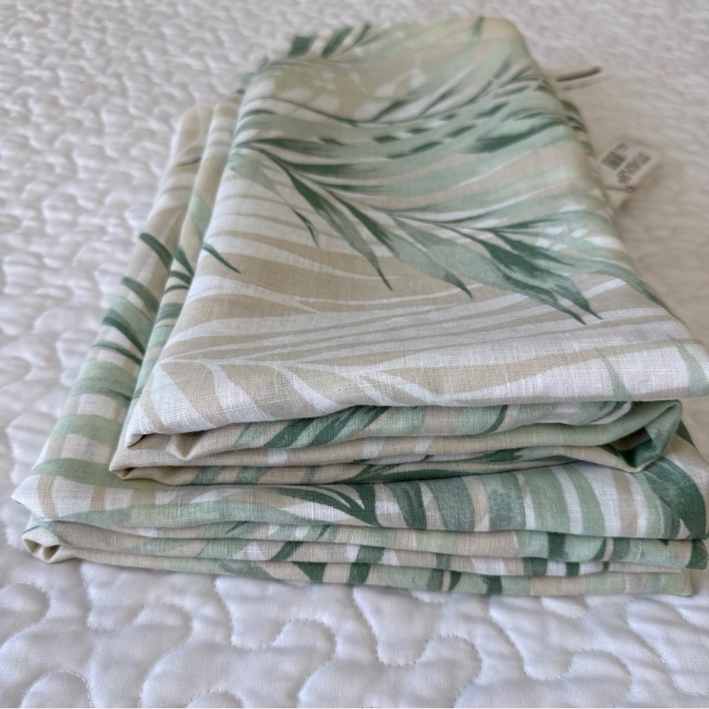 Lot (4) European Linen Pillow Shams Lily Pond Palm / 2 King Sz, Standard, Square